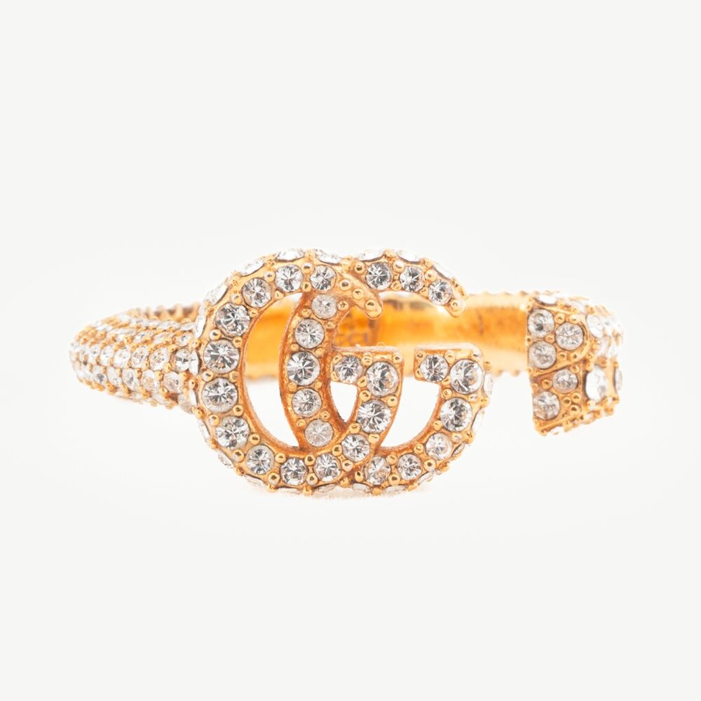 Gucci GG Marmont Gold-Finish Key Crystal Ring